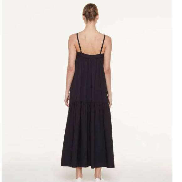 NEW! For Days Black Organic Cotton Poplin Maxi Dress w/ Adjustable Straps - Picture 4 of 4